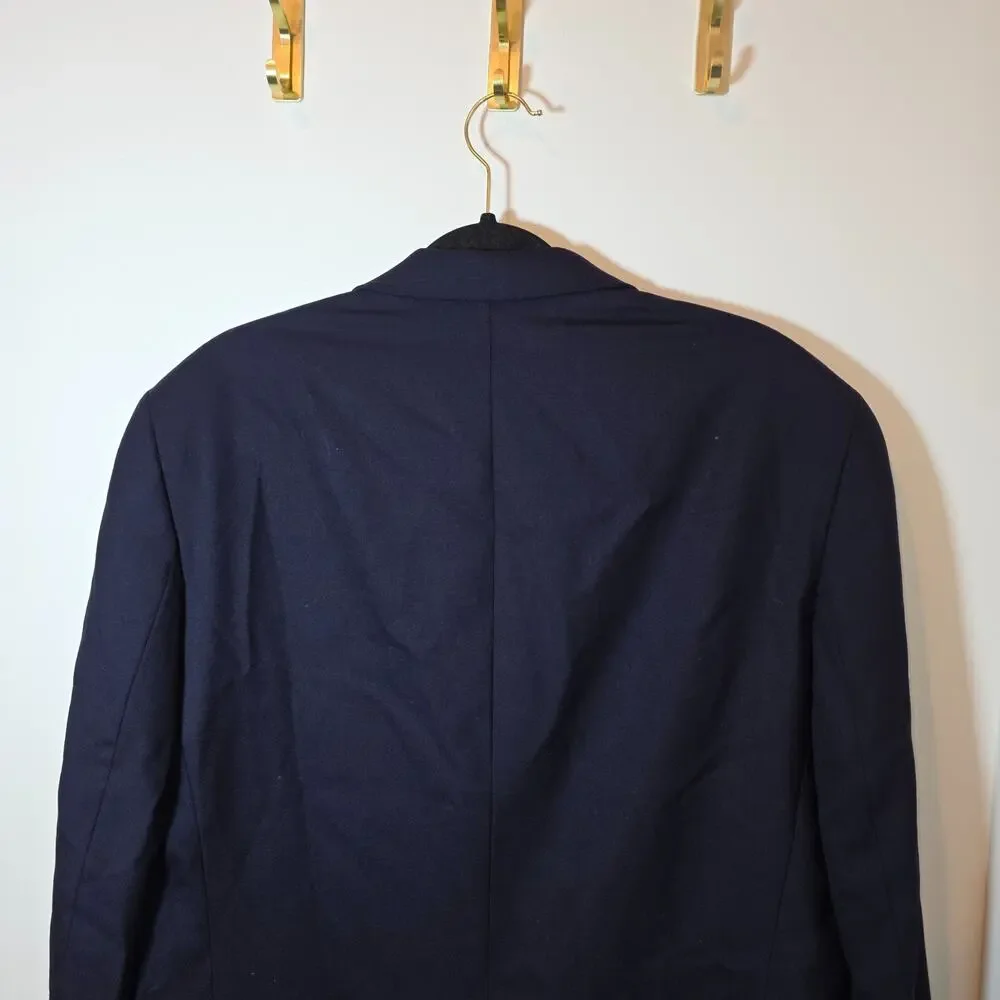 Chaps Ralph Lauren Blazer Mens 44R Navy Wool Gold Crest Buttons Classic Jacket